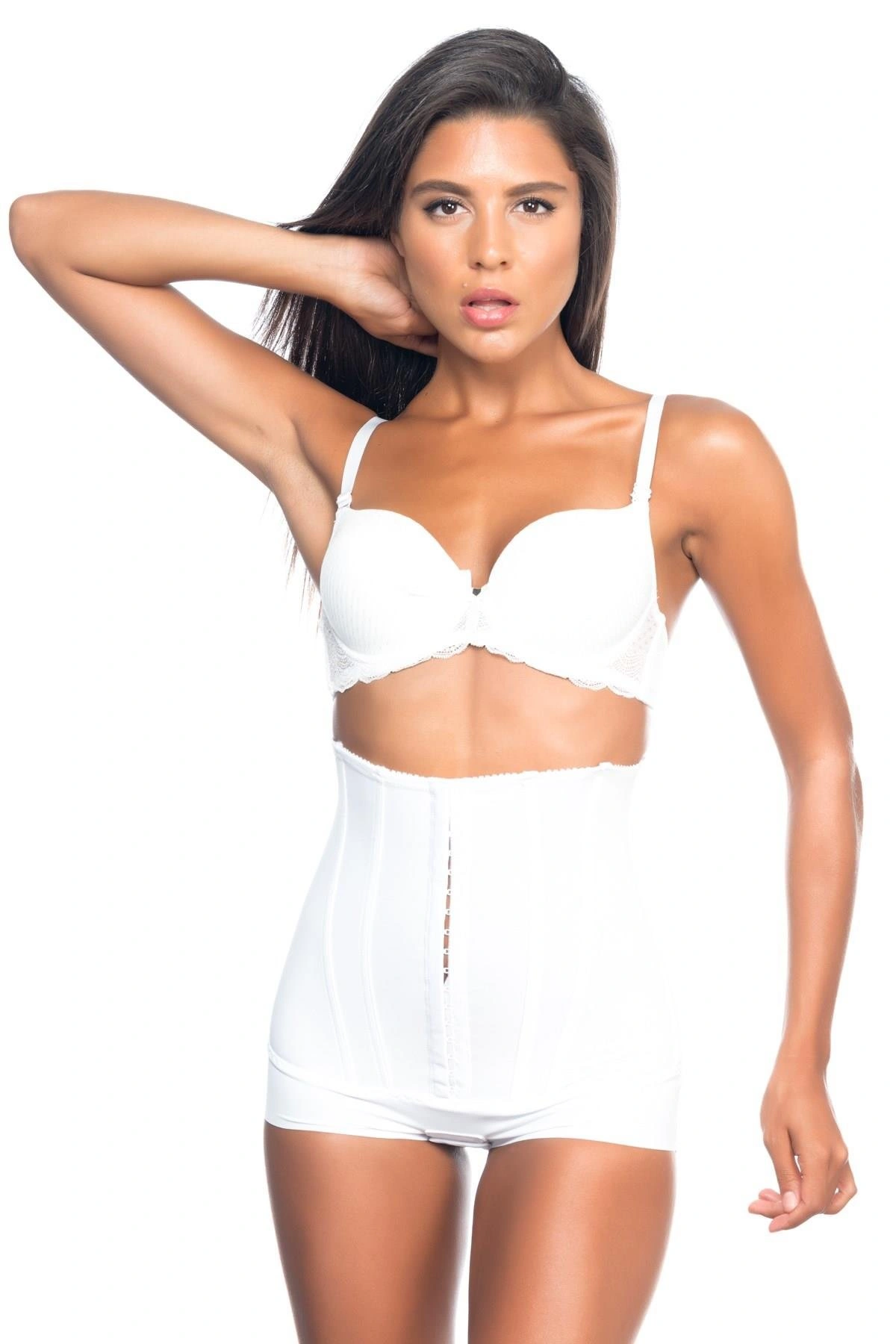 Beyaz Mı Emay 2824 Yüksek Bel Balen Agraflı Slıp Lazer Korse