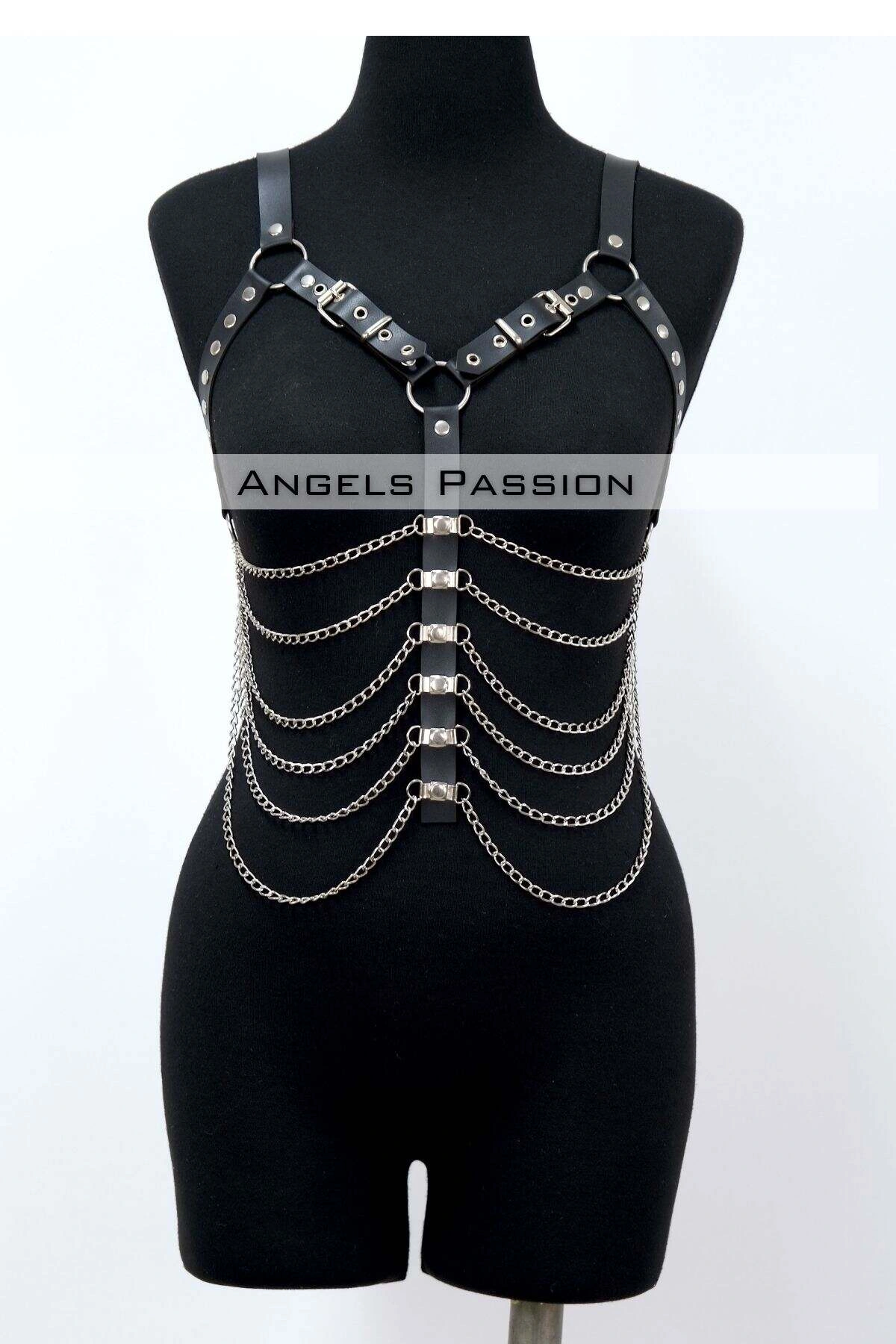 Büyük Beden Zincirli Göğüs Harness - Brf534_s2