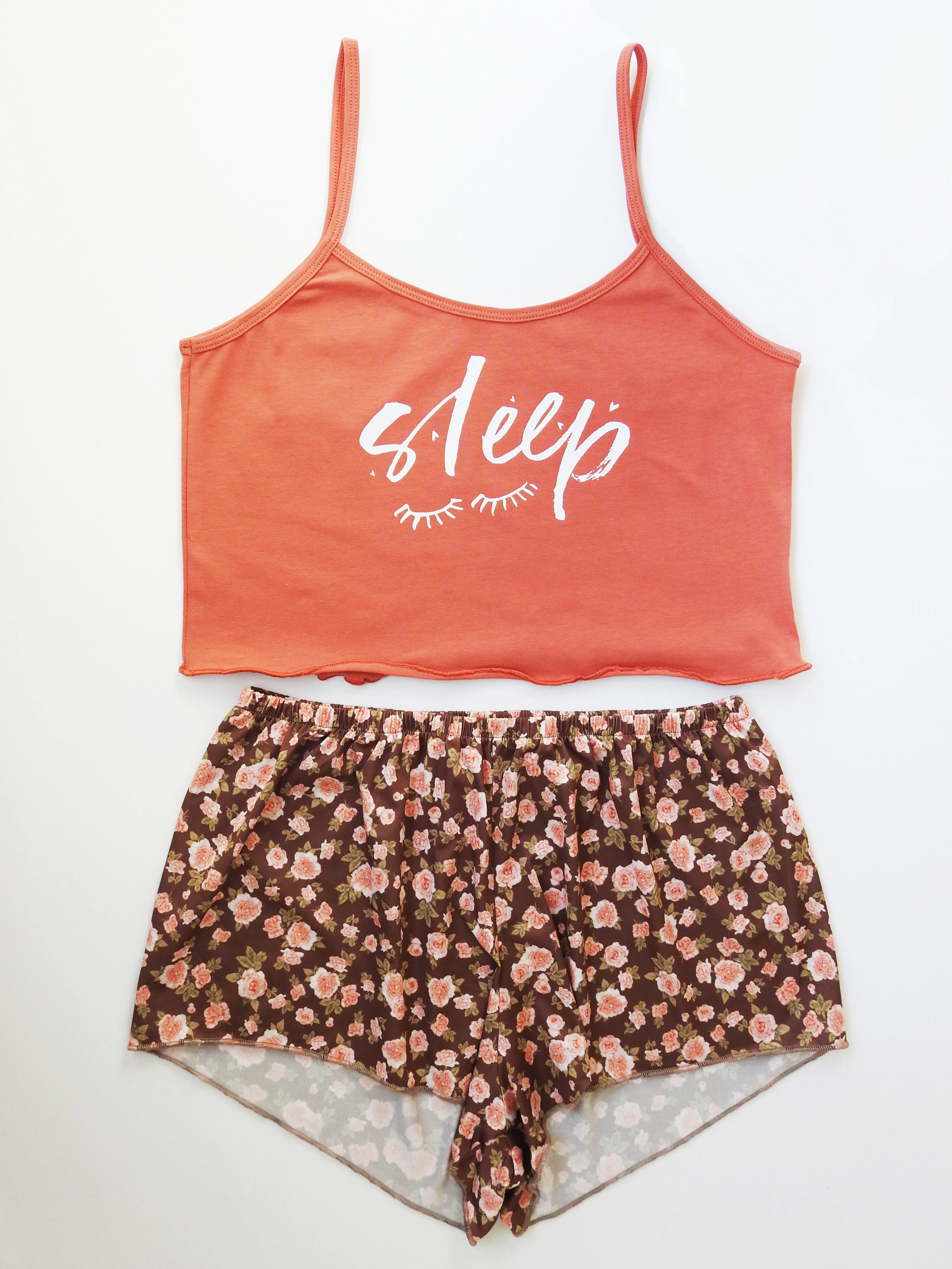 Çiçek Desenli Baskılı Şort Takım