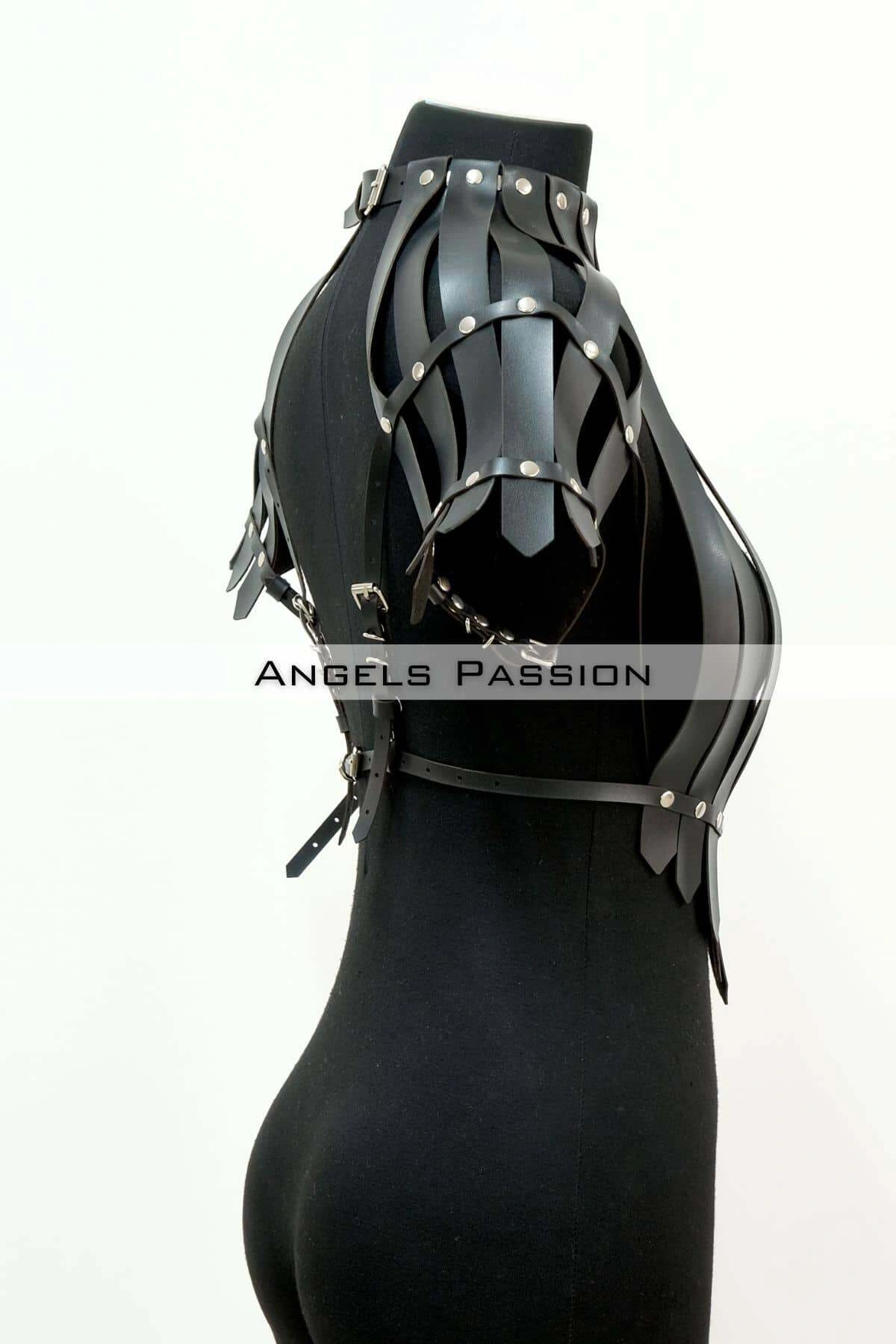 Crop Büstiyer Harness, Deri Göğüs Harness, Gömlek Üzeri Harness - Brf1257