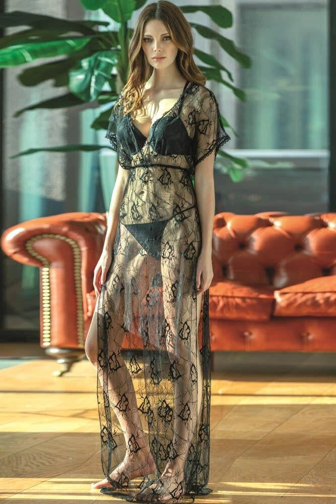 Dantelli Gecelik Balenli Destekli Dolgulu Önden Açılan Sütyen Ve String 3lü Takım