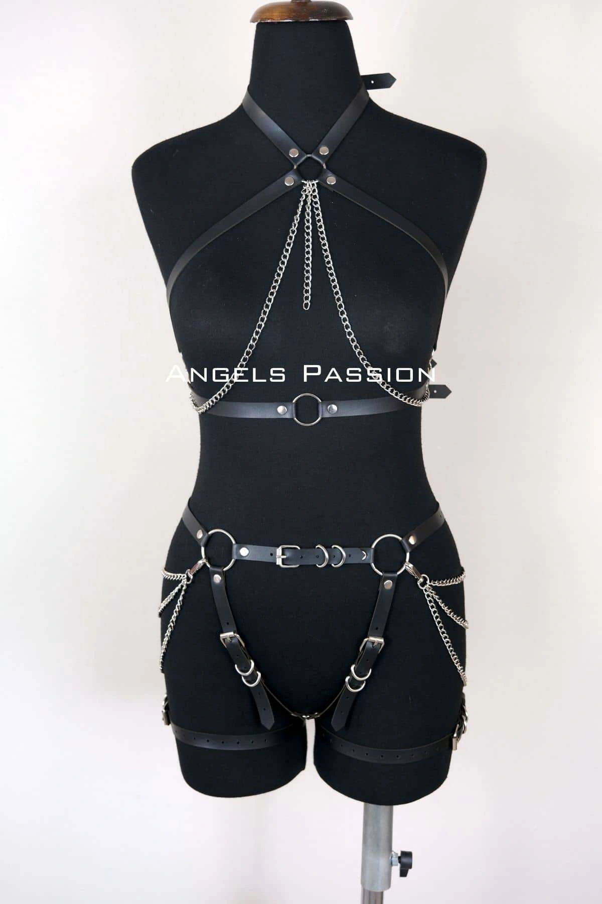 Deri Body Harness, Kadın Deri Fantezi Giyim - Brf1084
