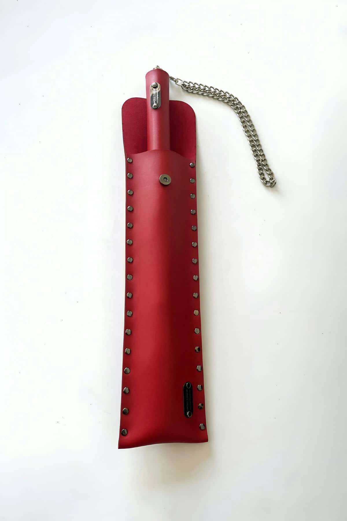 Deri Çantalı Kırmızı Kırbaç, Şık Deri Kırbaç, Sexy Aksesuar - Brf1287