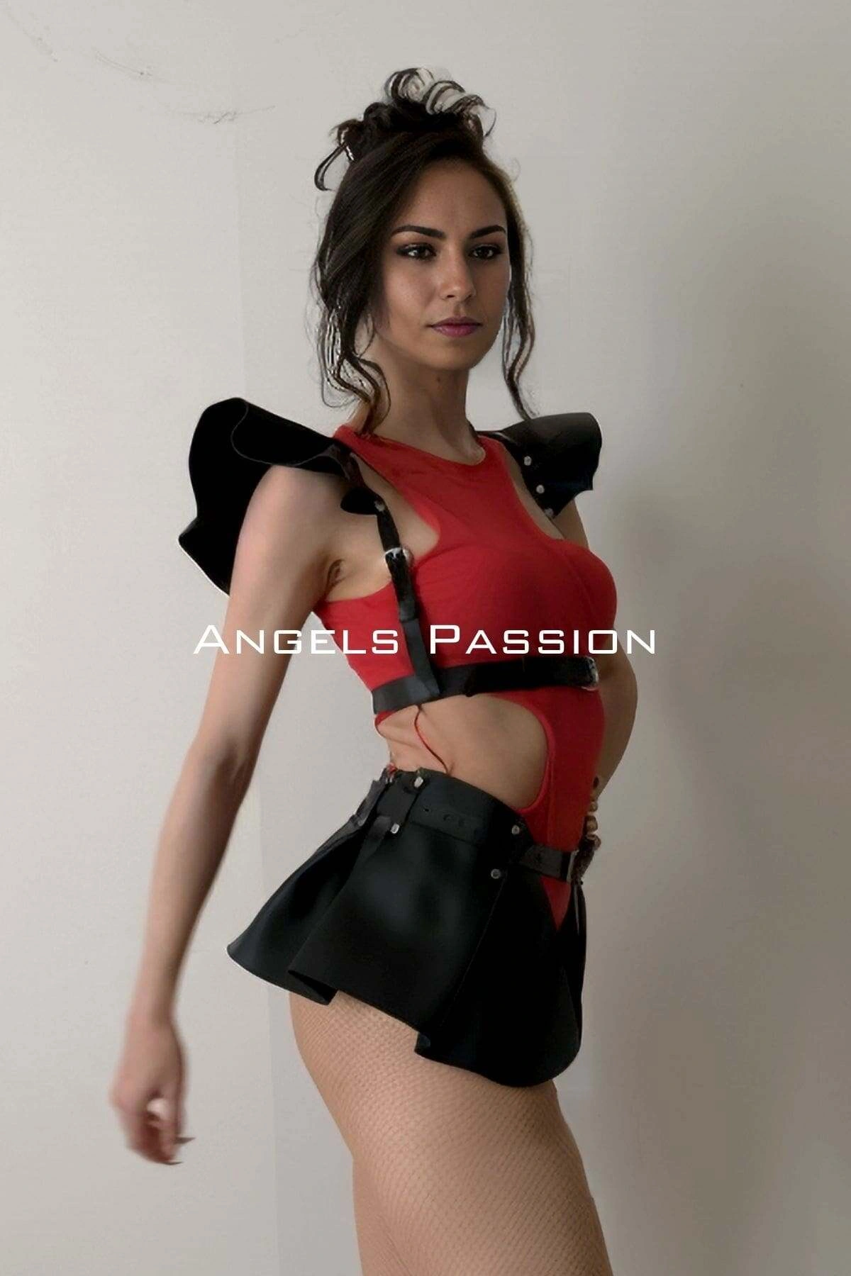 Deri Elbise, Deri Takım Harness Elbise, Dansçı Elbisesi, Seksi Dansçı Kostüm Brf1001