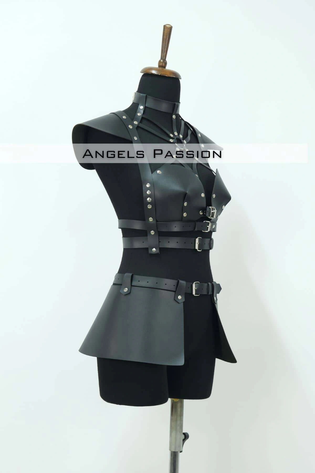 Deri Elbise Harness, Deri Etek Ve Göğüs Elbise - Brf1371