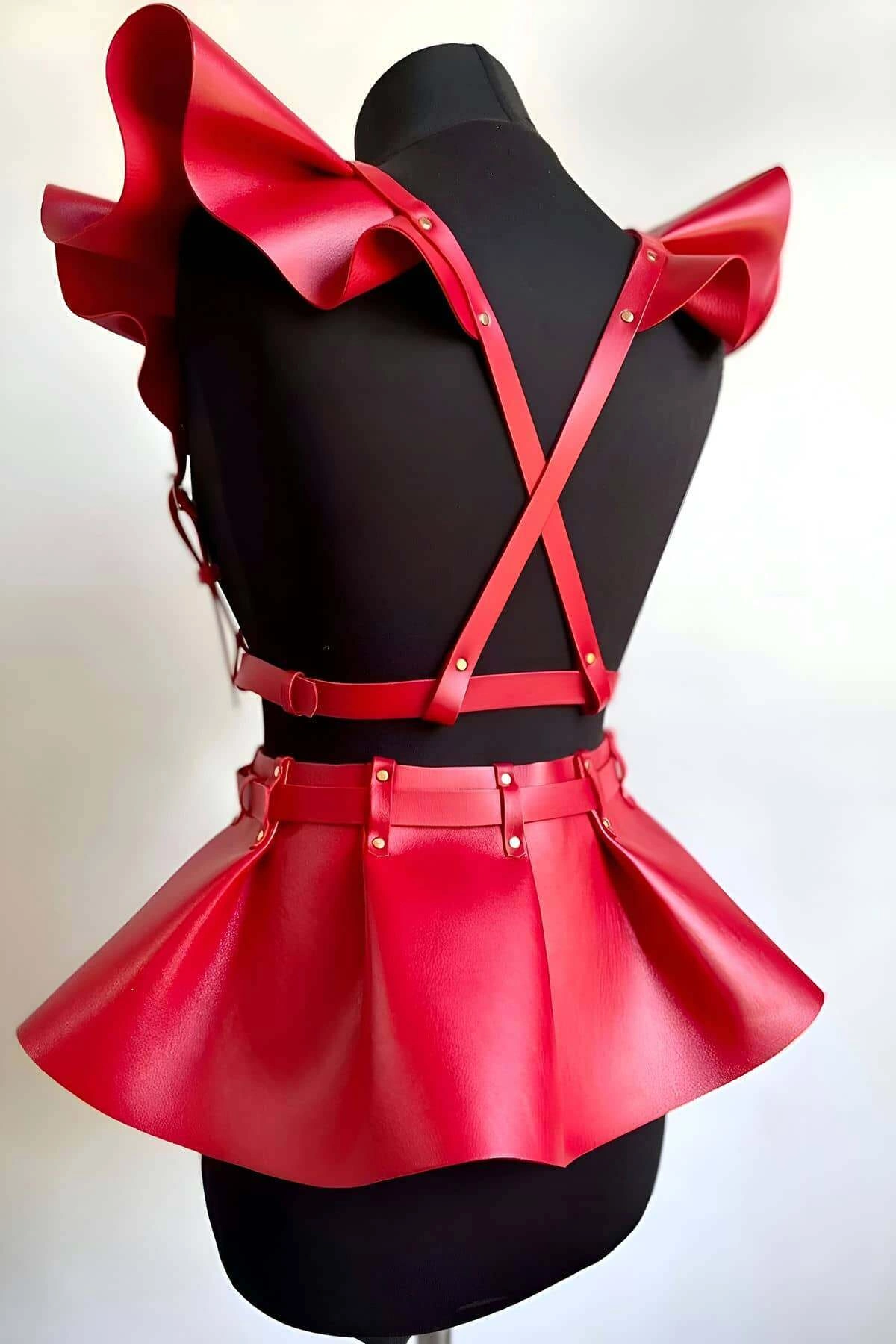 Deri Elbise Harness, Mini Deri Etek, Deri Elbise Etek Harness - Brf1001