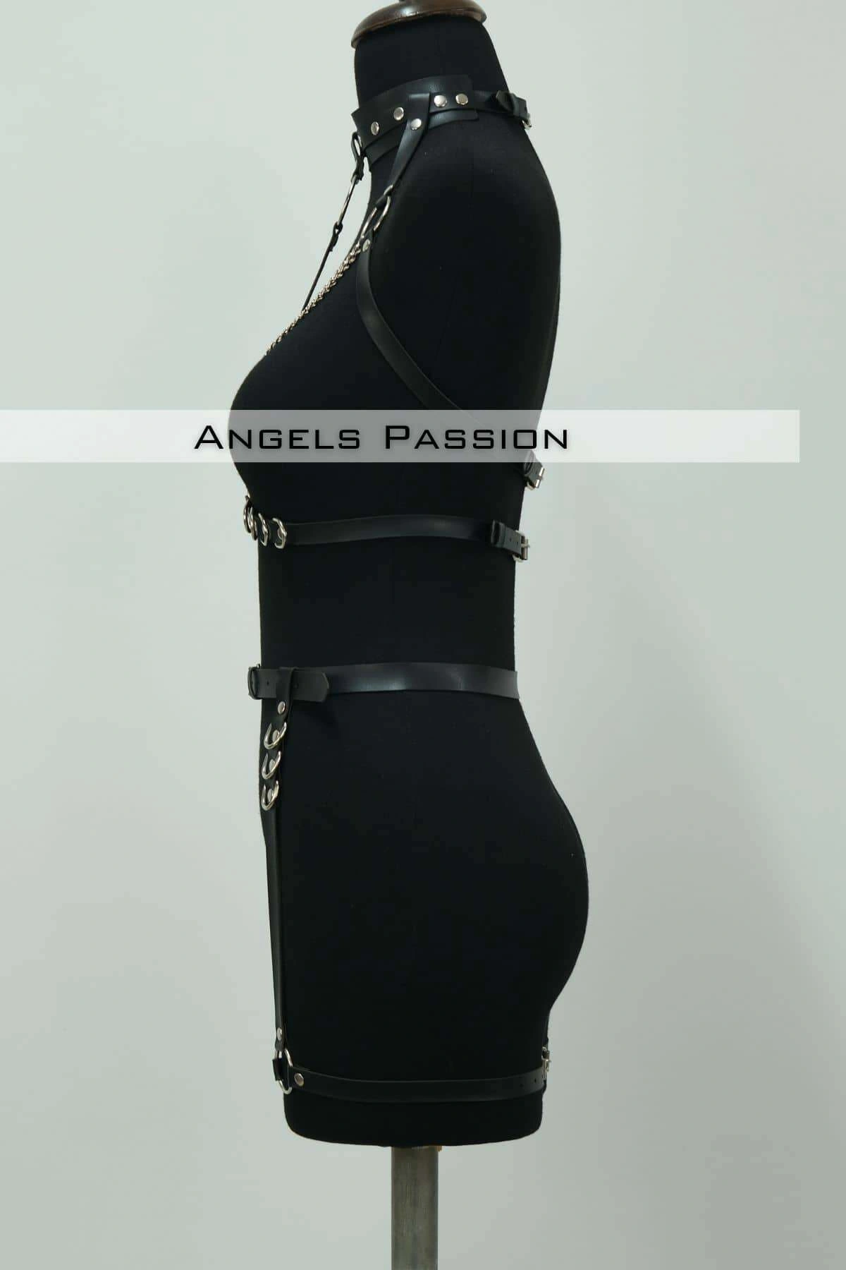 Fantazi İç Giyim Zincirli Erotik Harness Takım - Brf1081