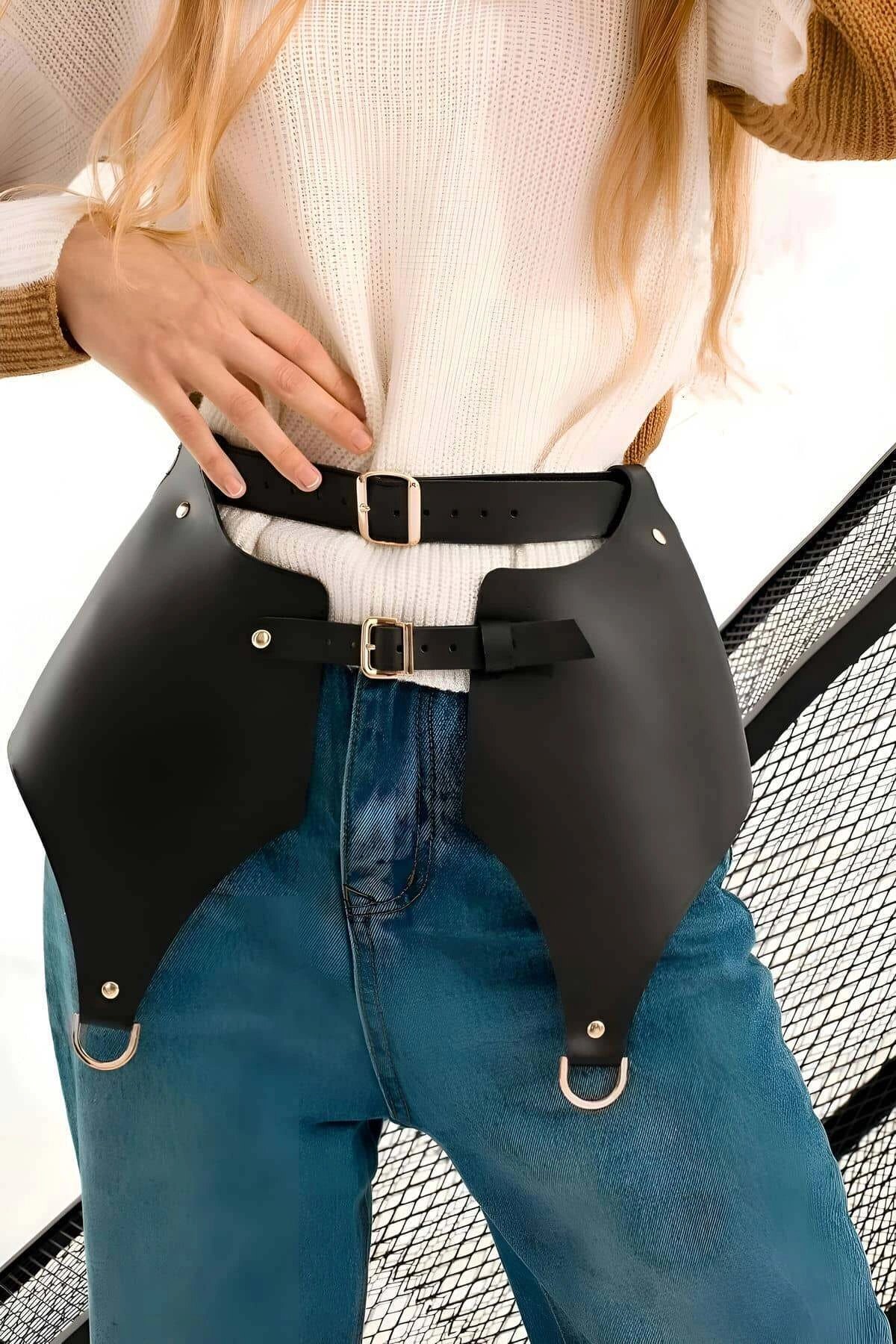 Günlük Kullanıma Seksi Deri Etek Harness - Brf1119