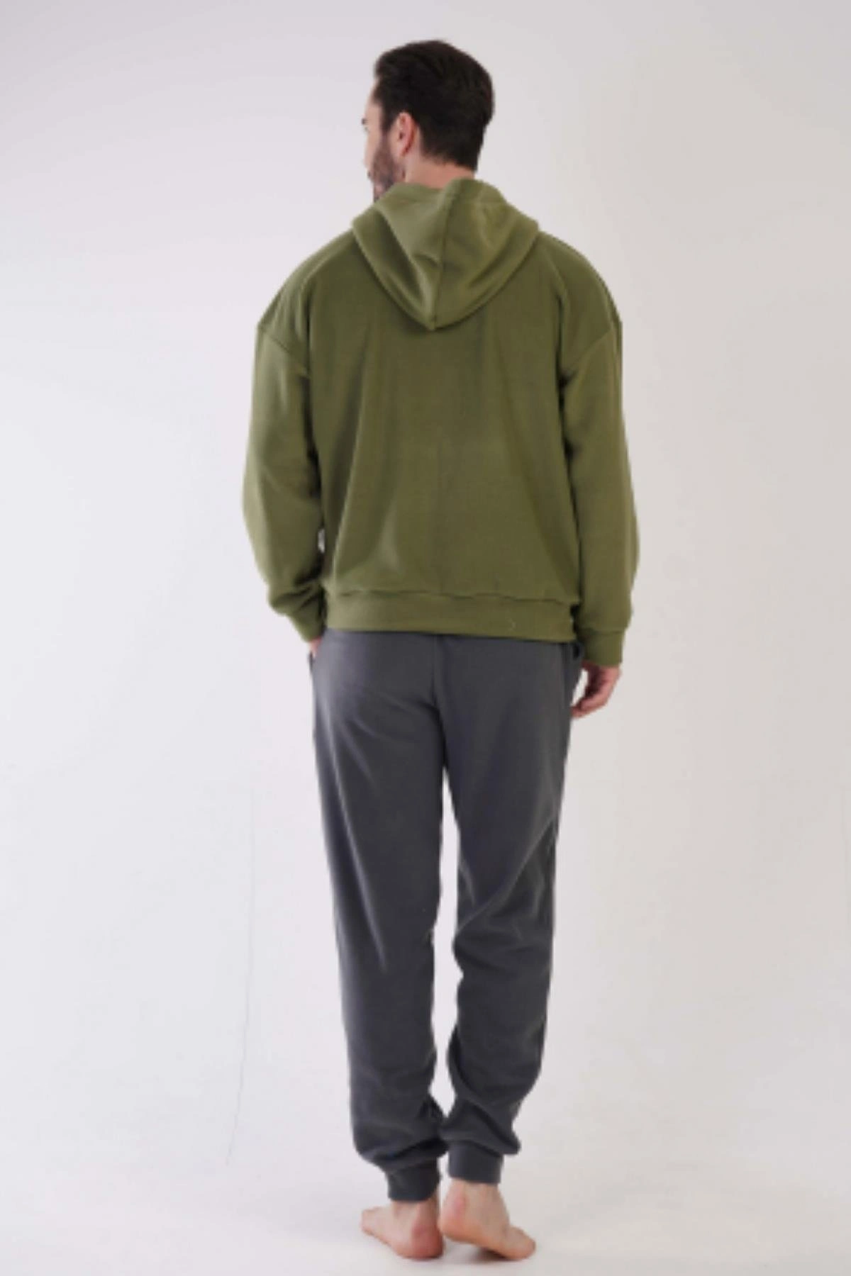 K304159 Polar Kapşonlu Düşük Omuz Erkek Pijama