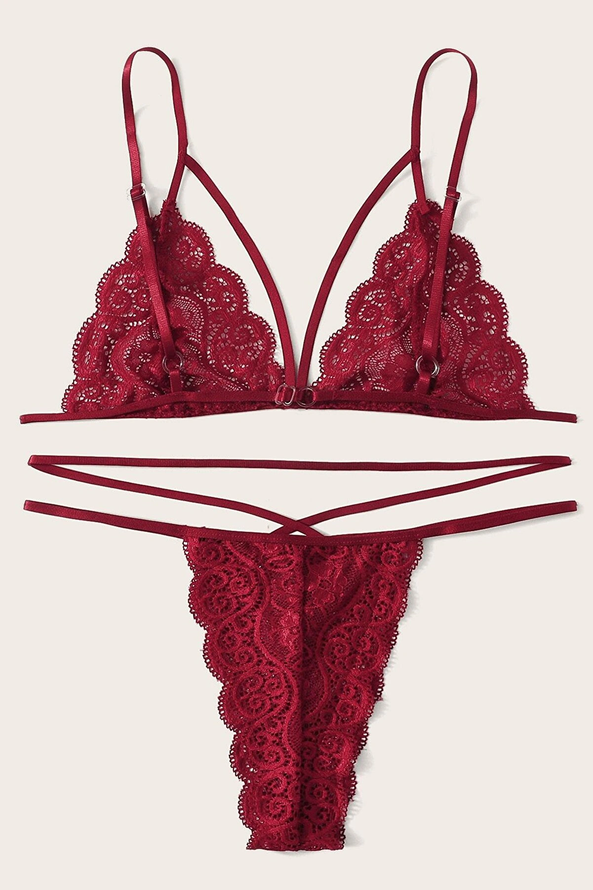 Kadın Bordo Dantel Sütyen Külot Takımı