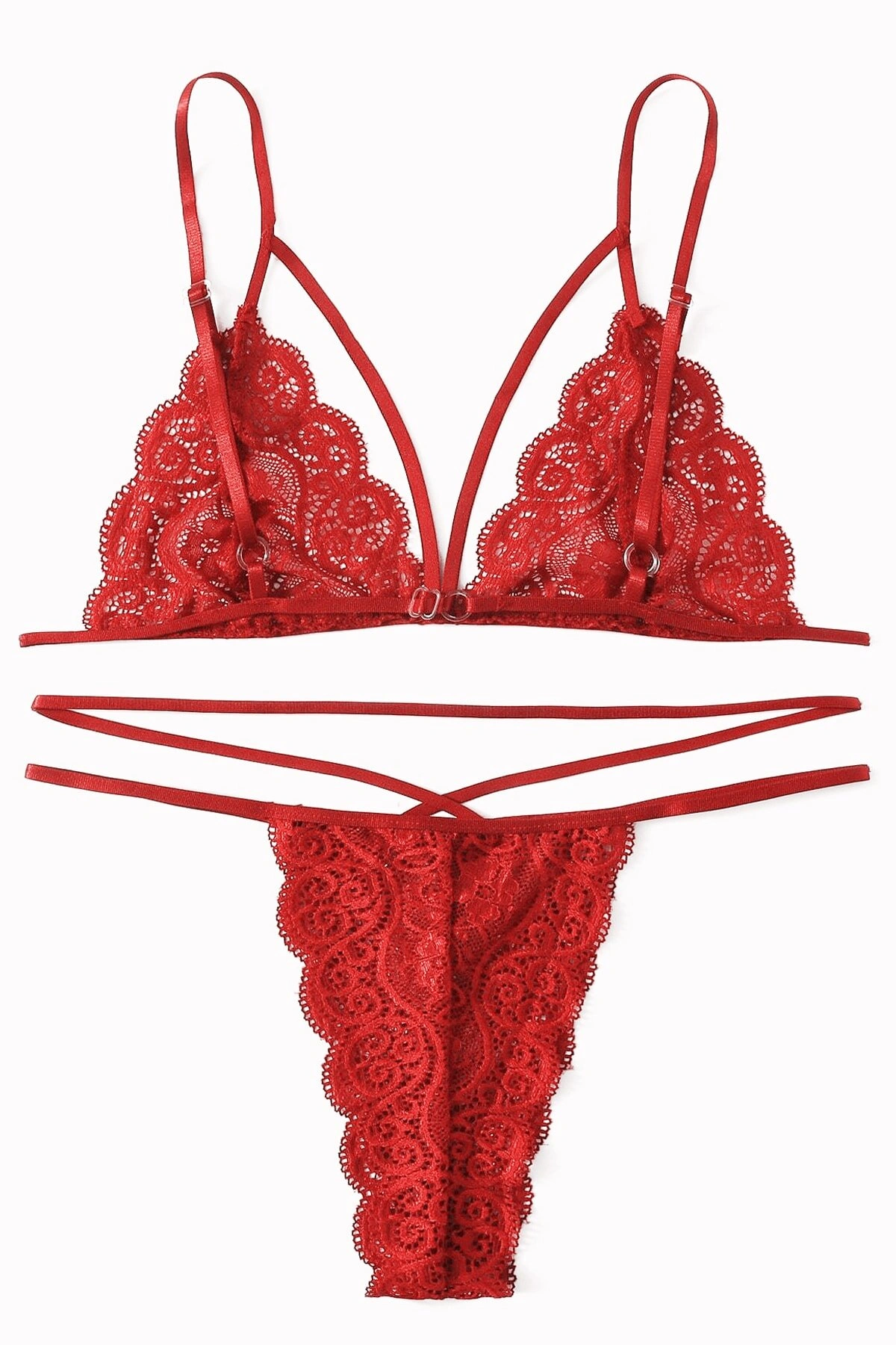 Kadın Kırmızı Dantel Sütyen Külot Takımı