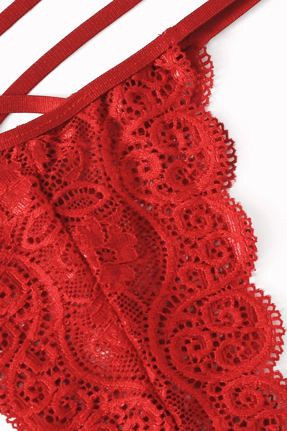 Kadın Kırmızı Dantel Sütyen Külot Takımı