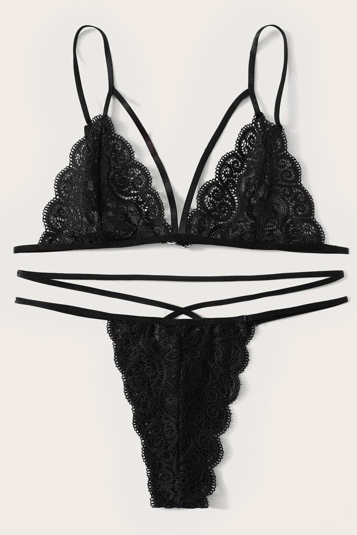Kadın Siyah Dantel Sütyen Külot Takımı