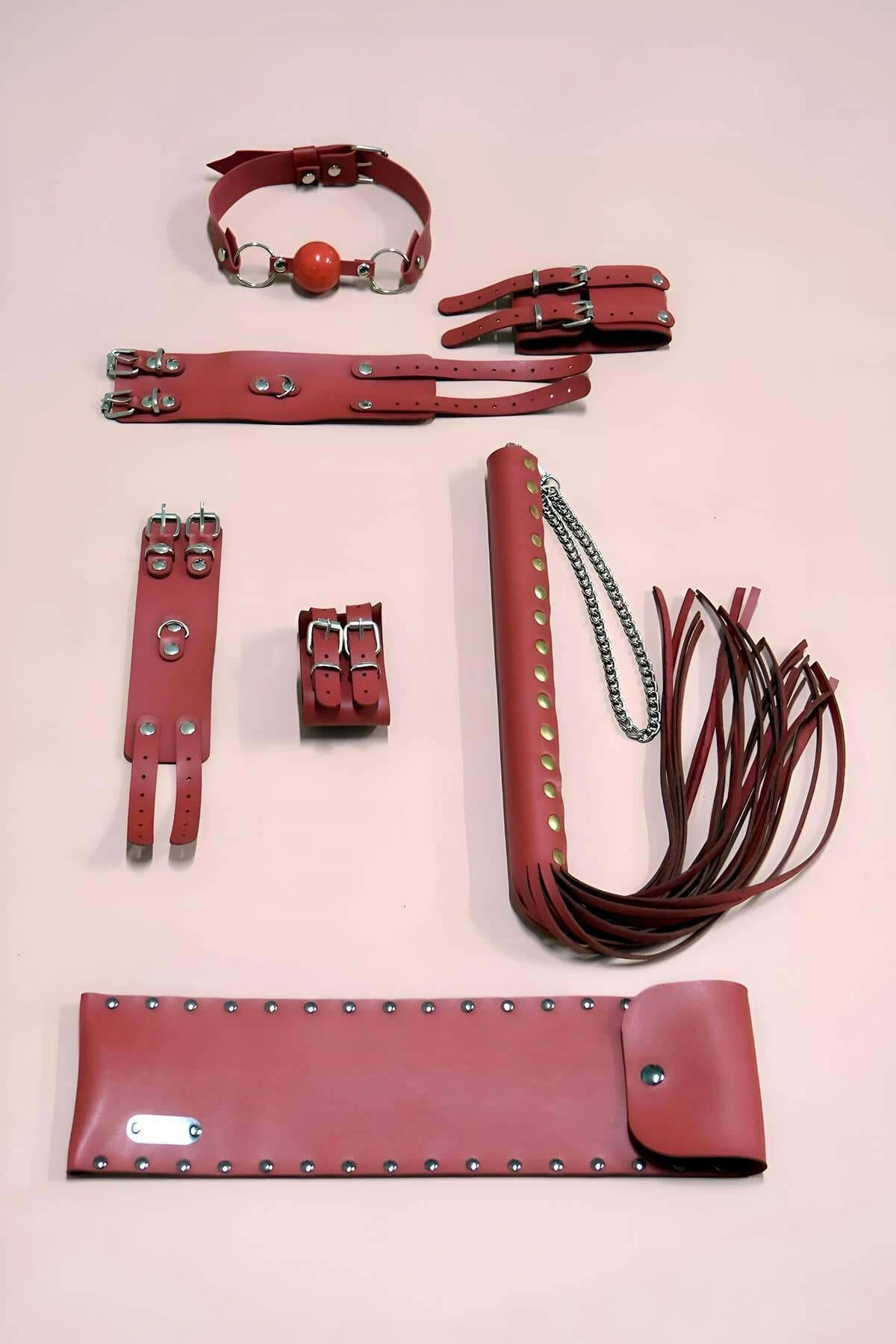 Kırbaç Kelepçe Takım 4lü Set, El - Ayak Kelepçesi, Kırbaç, Ağız Topu - Brf1306