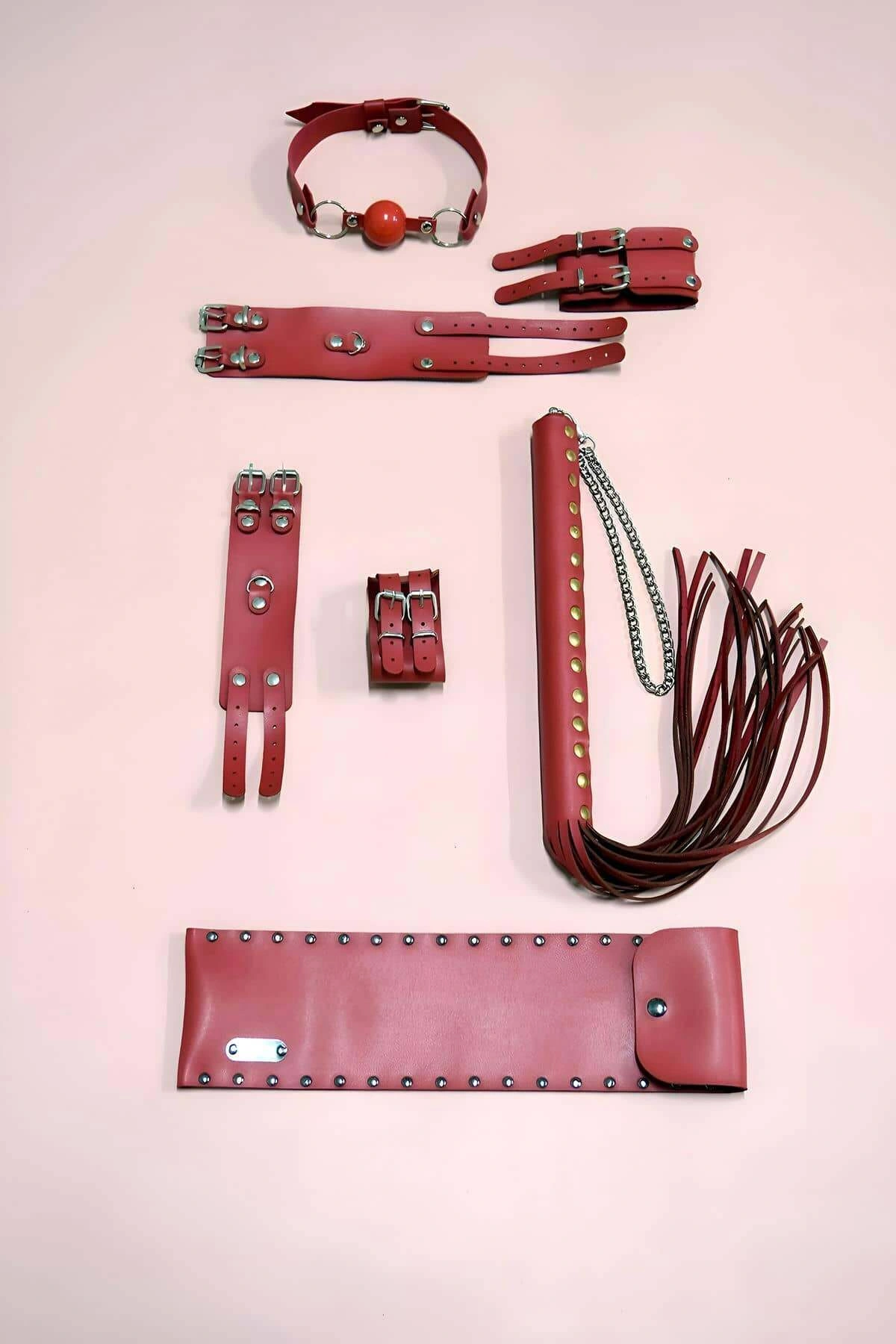 Kırbaç Kelepçe Takım 4lü Set, El - Ayak Kelepçesi, Kırbaç, Ağız Topu - Brf1306