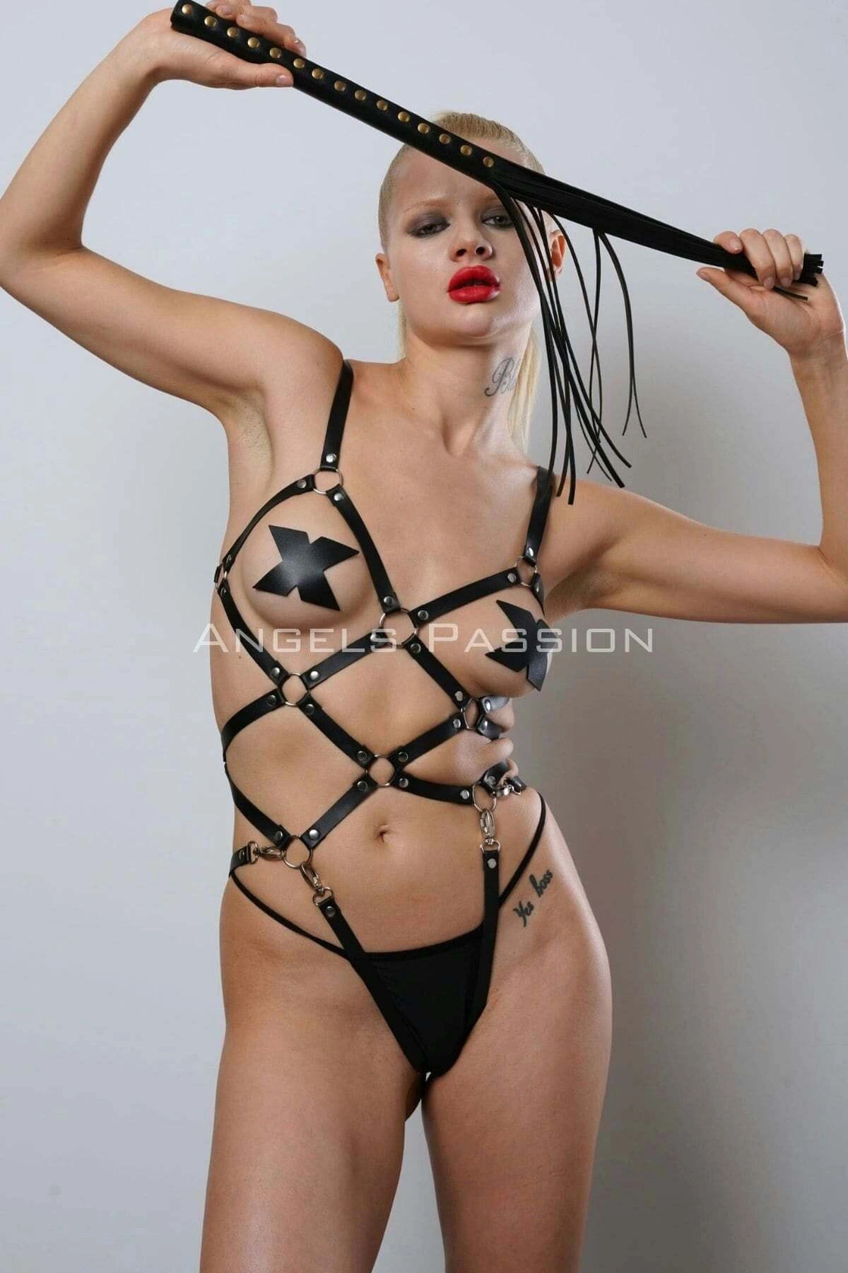 Kırbaçlı Deri Full Body Harness Fantezi Giyim, Vücudu Saran Full Body Harness - Brf1356