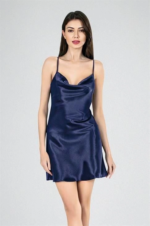 Kısa Gecelik Degaje  Lacivert 7740