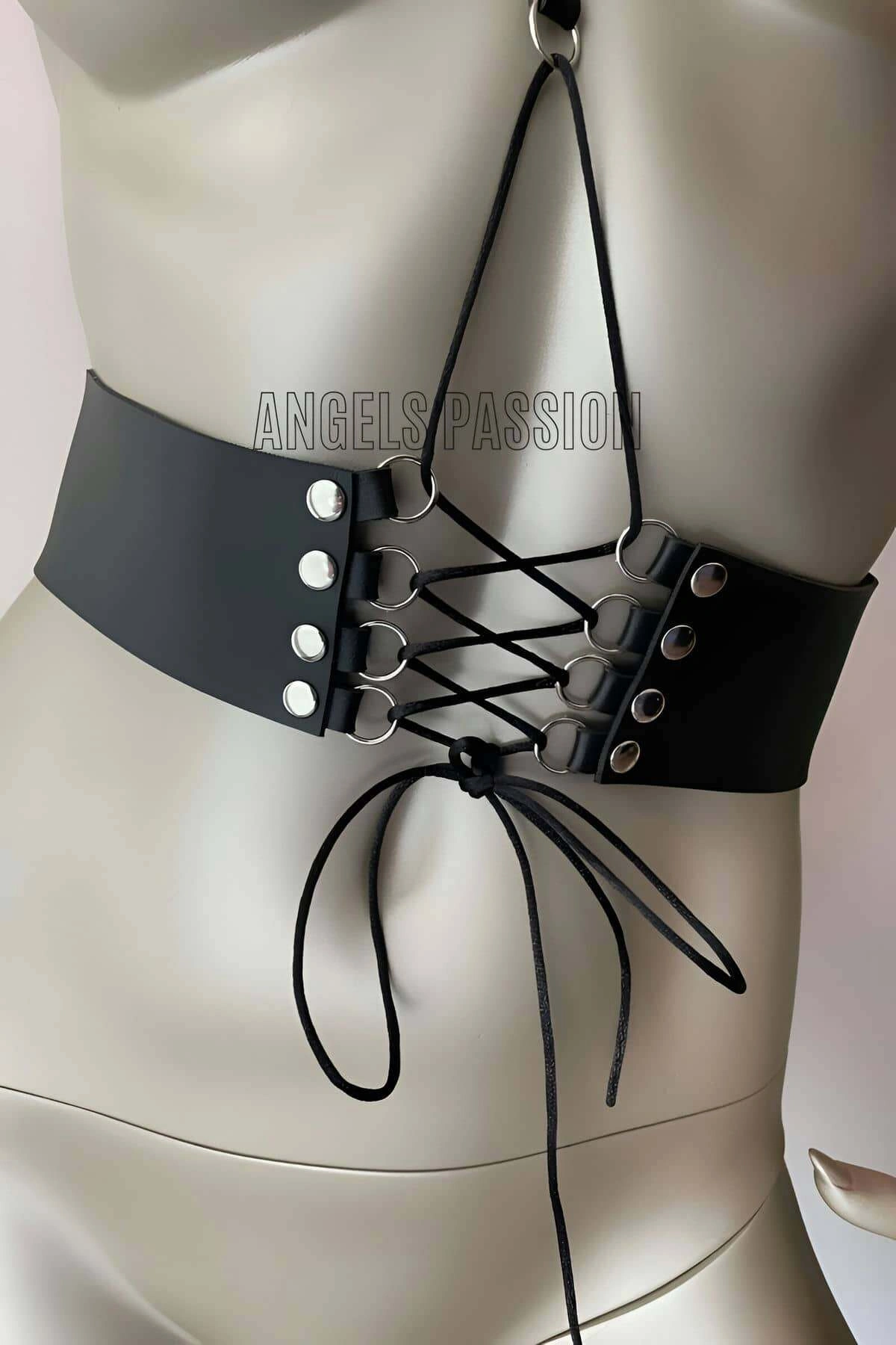 Klipsli Deri Korse Harness - Deri Korse Elbise - Brf594