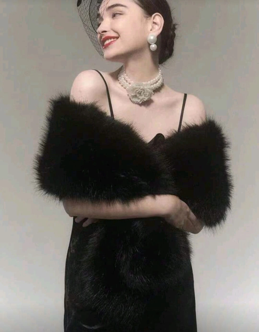 Kürk Orijinal Siyah Seksi Omuzluk Şık Kürk