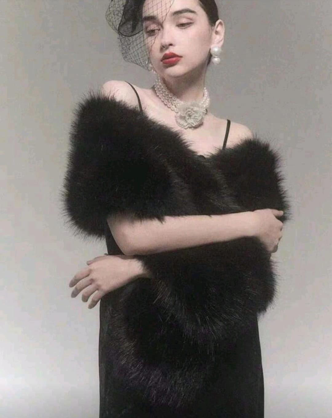 Kürk Orijinal Siyah Seksi Omuzluk Şık Kürk