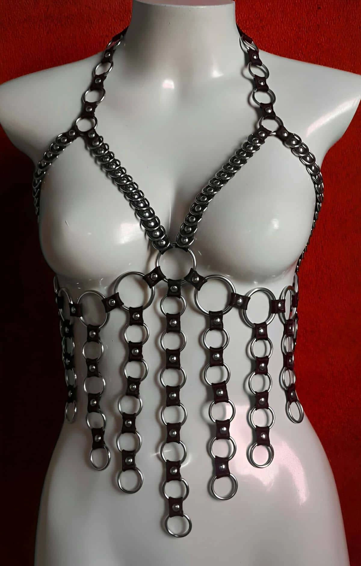 Lastik Seksi Büstiyer - Göğüs Açık Bırakan Büstiyer Lastik Harness - Brf567