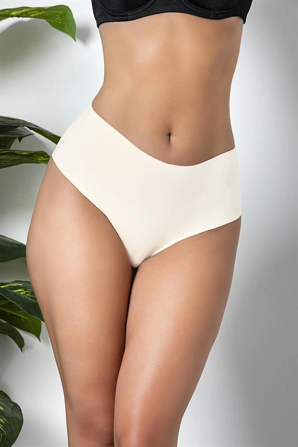 Lesca 3lü Paket Dikişsiz, İz Yapmaz, Lazer Kesim, Yüksek Bel Slip Külot Ekru (brf21263)