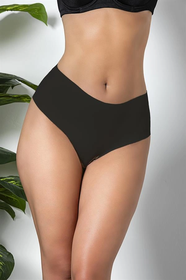 Lesca 3lü Paket Dikişsiz, İz Yapmaz, Lazer Kesim, Yüksek Bel Slip Külot Siyah (brf21263)