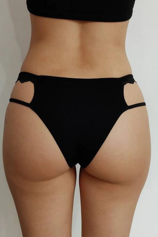 Lesca Alev Kırmızısı Dantel Detaylı Seksi Külot