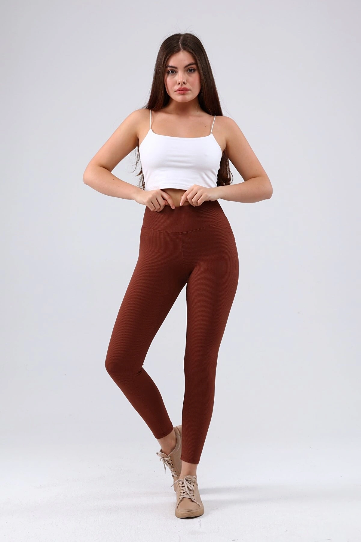 Lesca Bordo Yüksek Bel Fitilli Tayt 0608