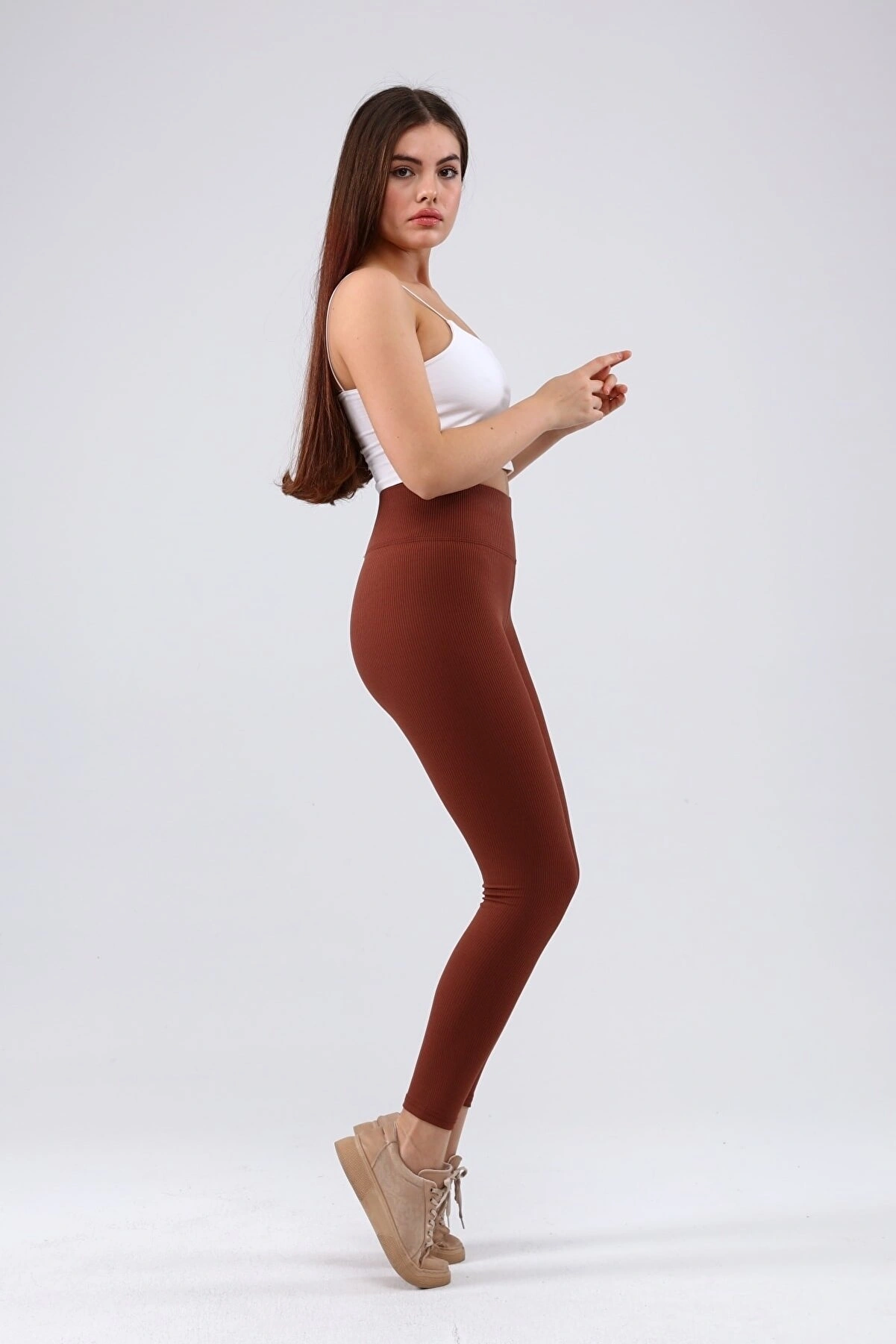 Lesca Bordo Yüksek Bel Fitilli Tayt 0608