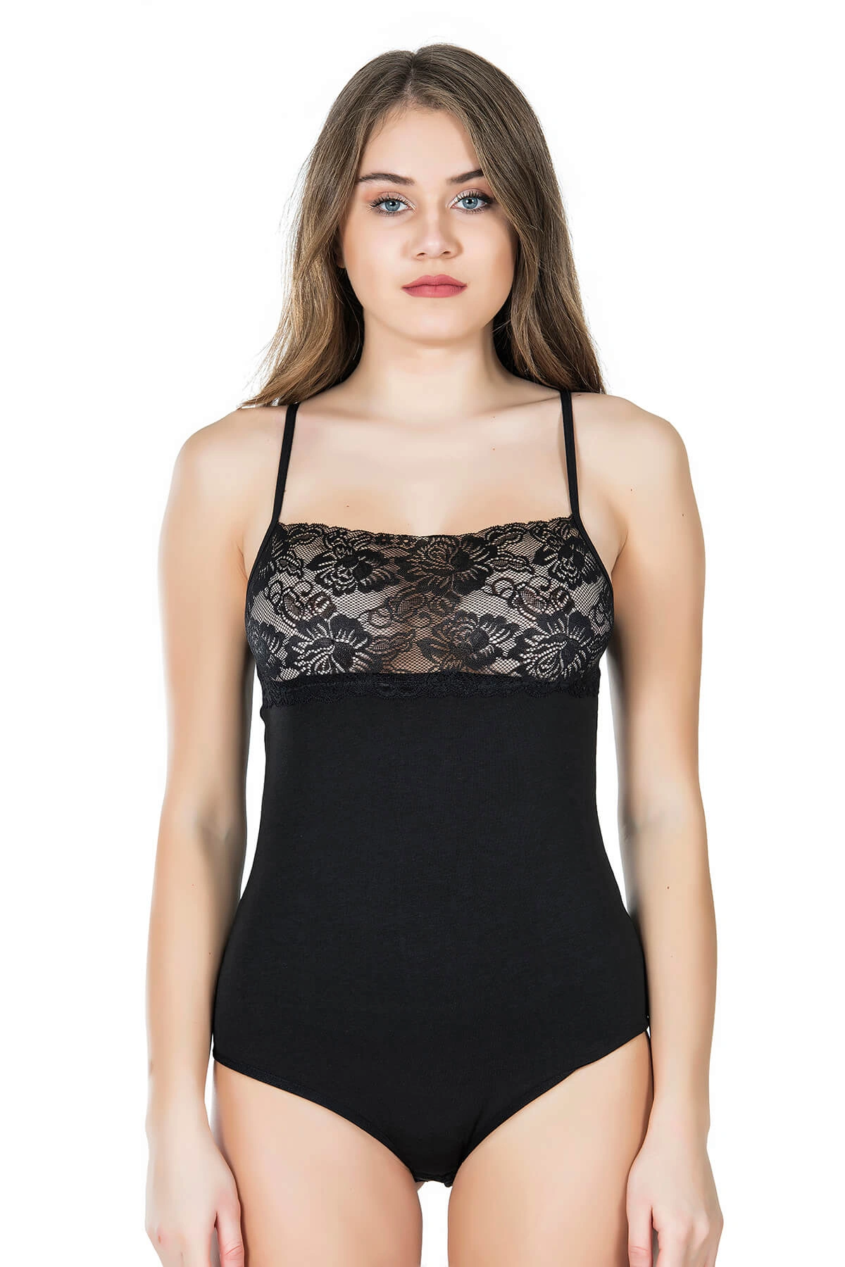 Lesca Dantel Yaka Askılı Çıtçıtlı Kadın Body 312