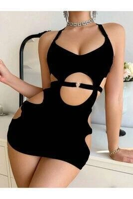 Lesca Desenli Transparan Mini Elbise