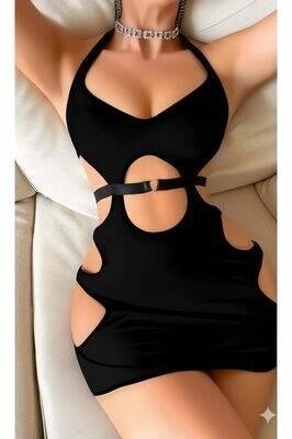 Lesca Desenli Transparan Mini Elbise