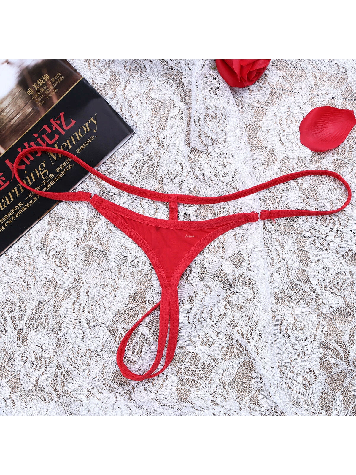 Lesca Lesca Halkalı Mini Büyük Beden Kırmızı Fantazi G String