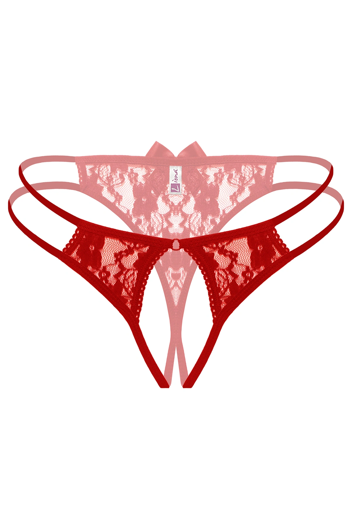 Lesca Lesca Kırmızı Dantelli Önü Açık Fantezi Külot