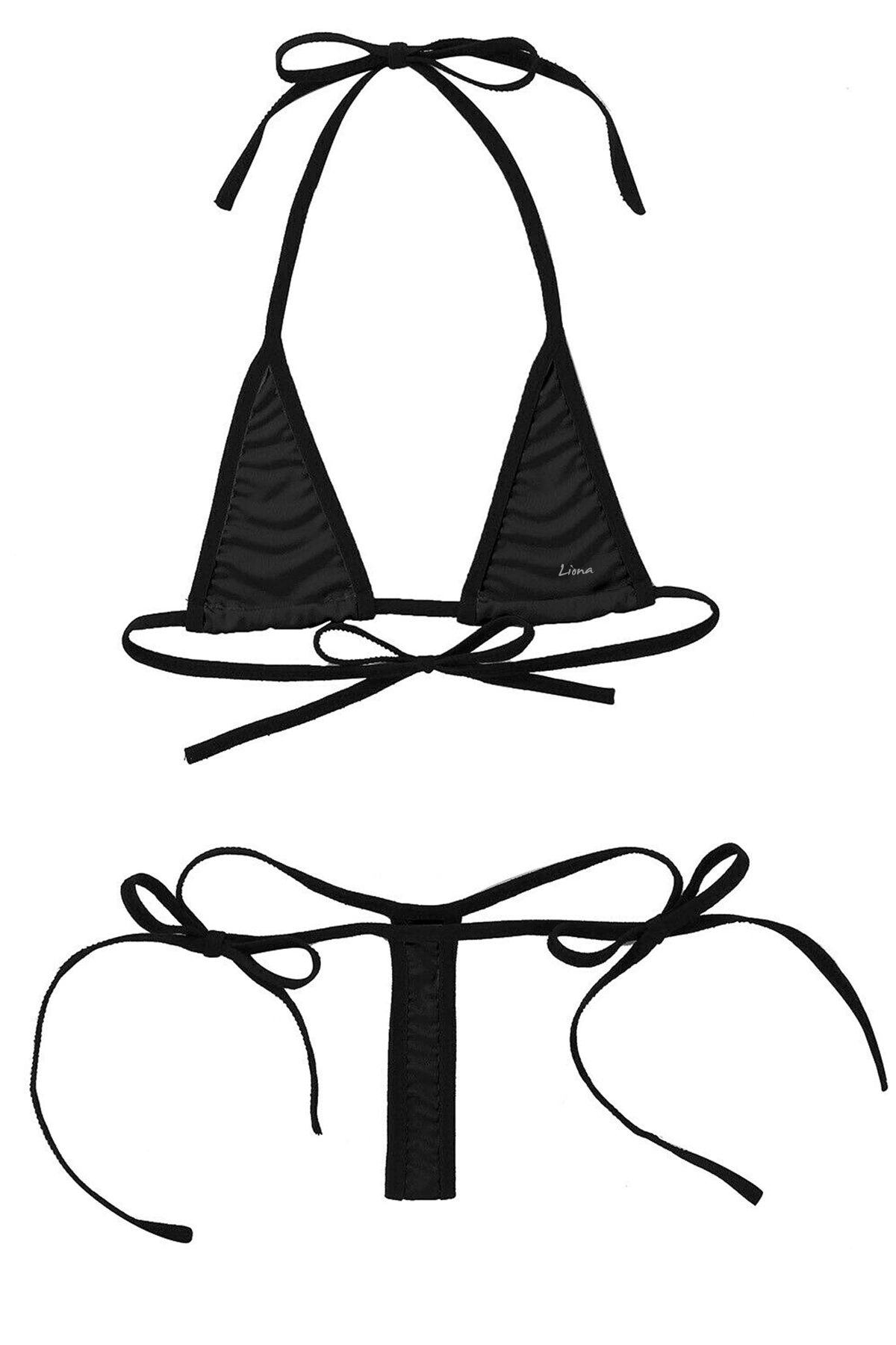 Lesca Lesca Siyah Mikro Bikini Sütyen Külot Fantezi İç Çamaşırı Takımı