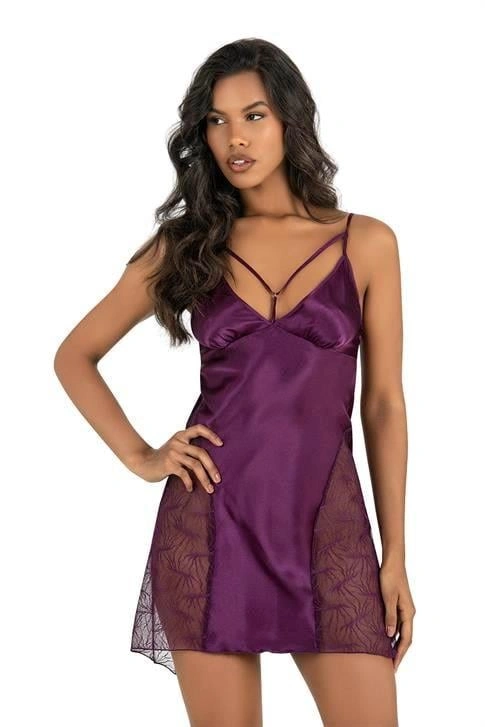 Lesca Mor Kısa Saten Gecelik 8233