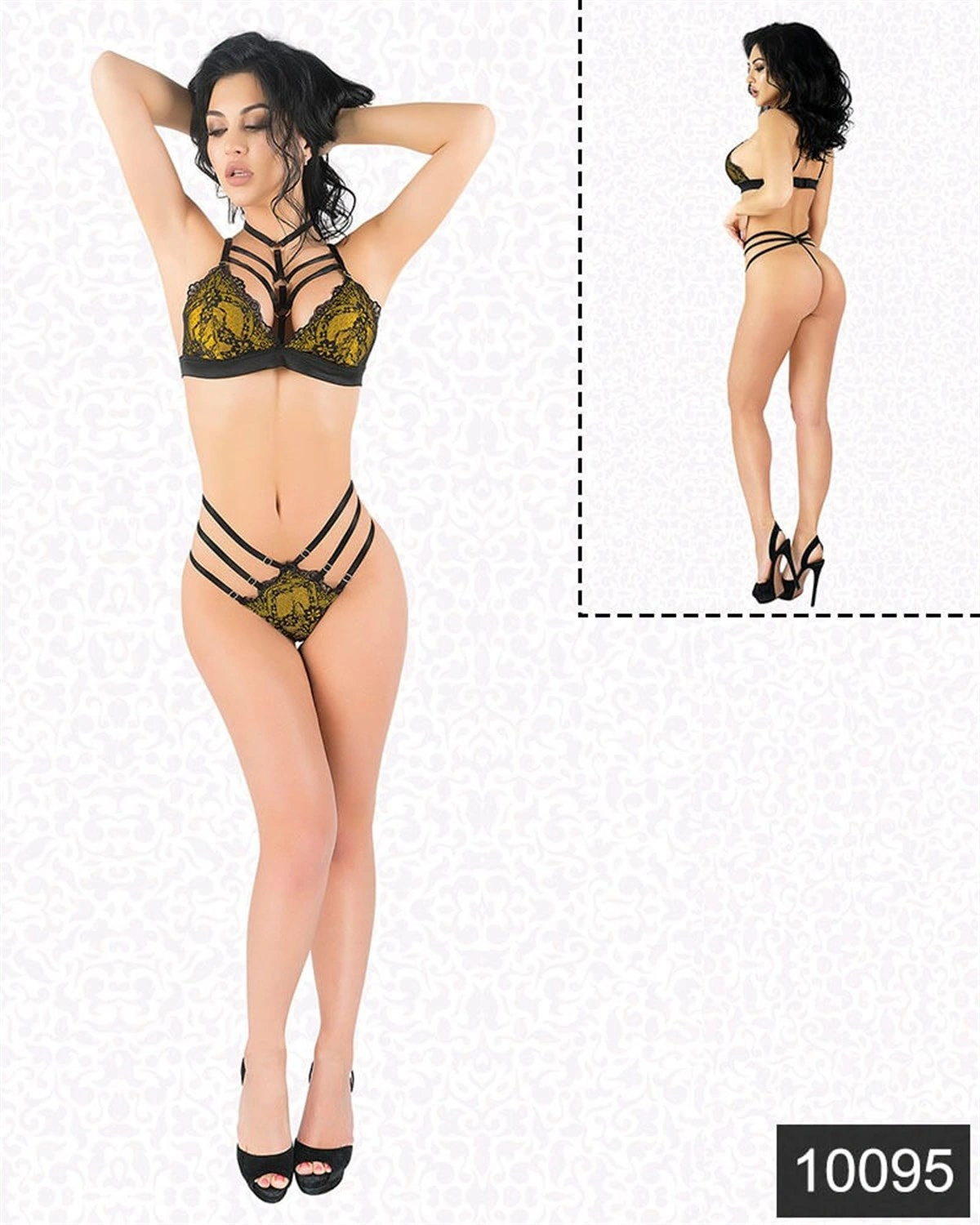 Lesca Seksi Sarı Lamine Jartiyer Takım