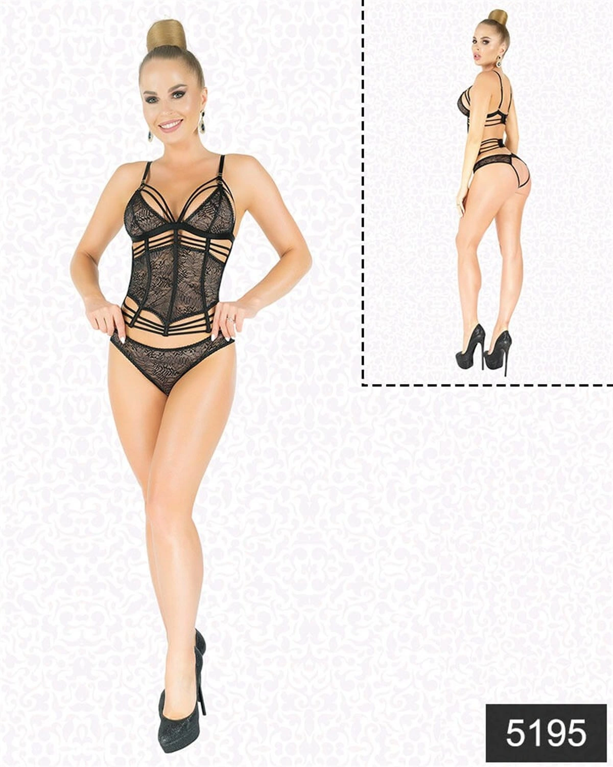 Lesca Simli Dantel Büstiyer Takım