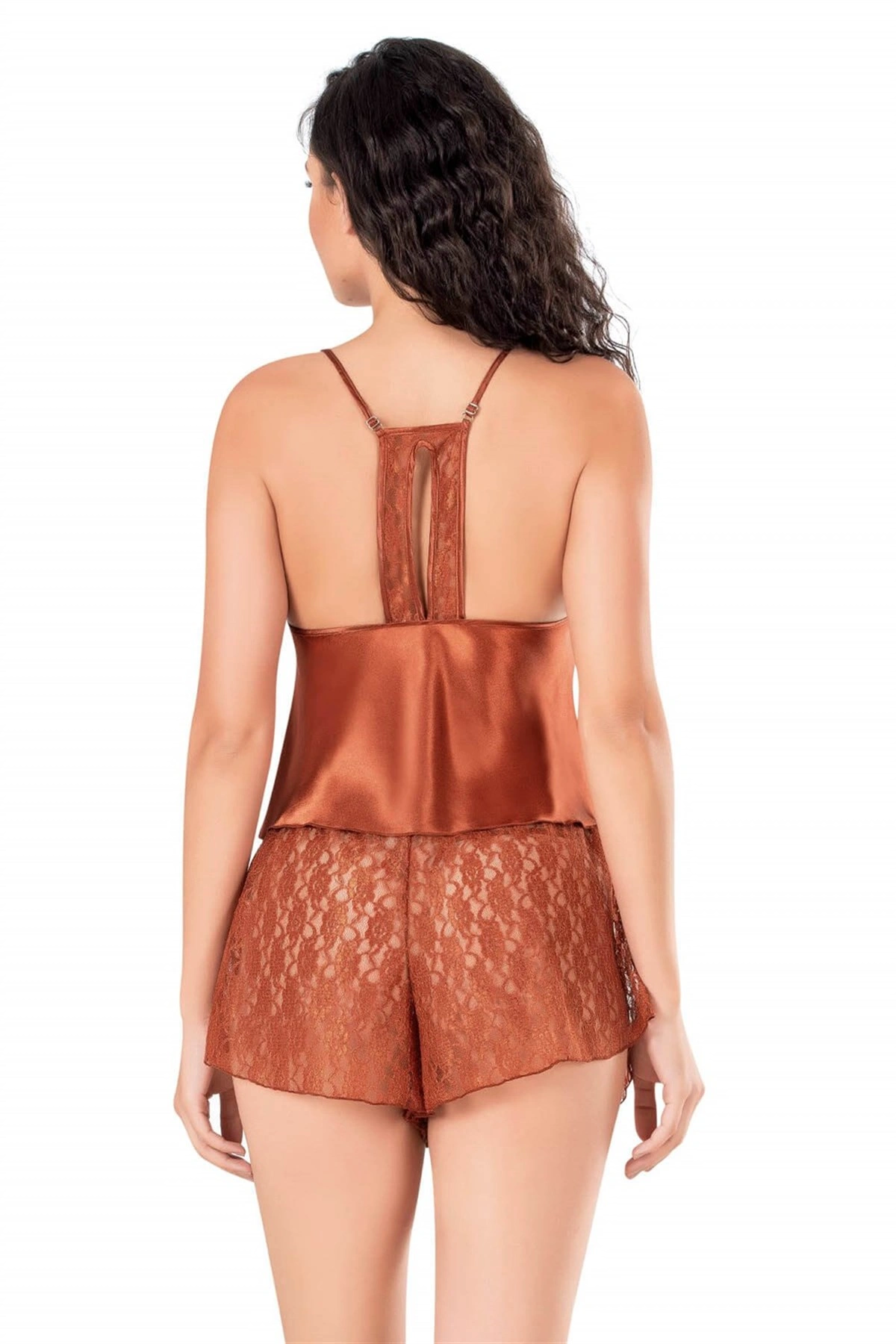 Lesca  Tarçın Saten Babydoll Şort Takımı
