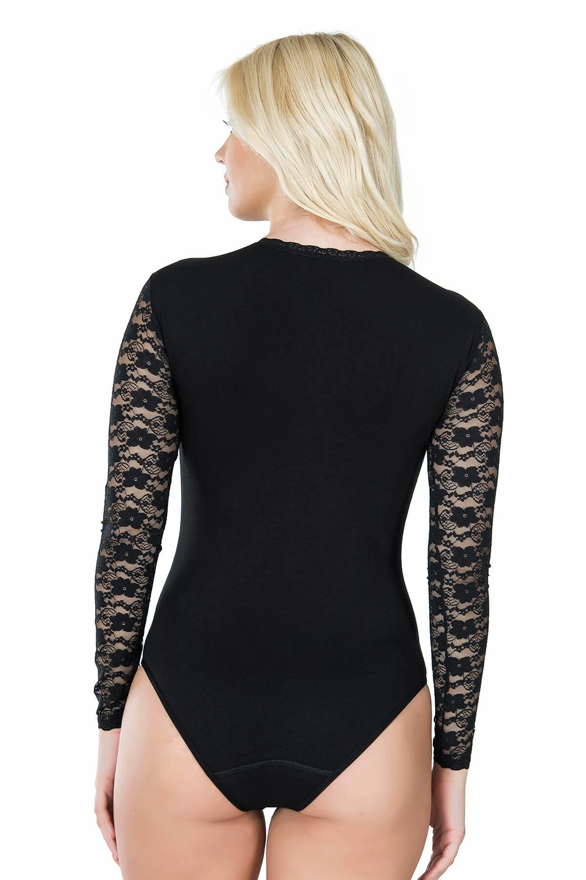 Lesca Uzun Kol Dantelli Kadın Body 342