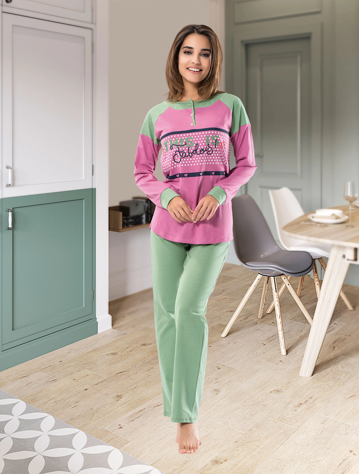 Lesca Uzun Kol Kadın Pijama Takım 1120