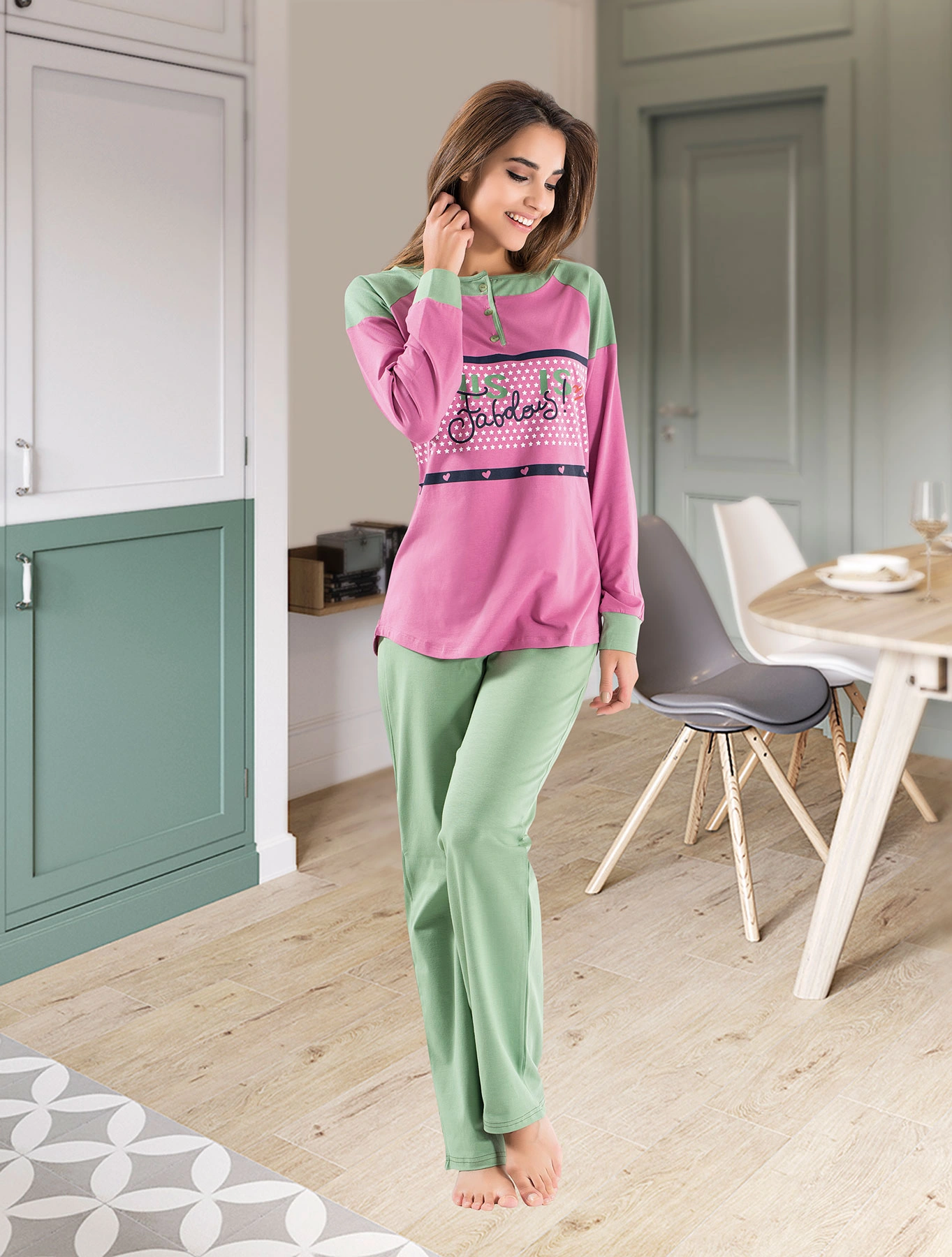 Lesca Uzun Kol Kadın Pijama Takım 1120