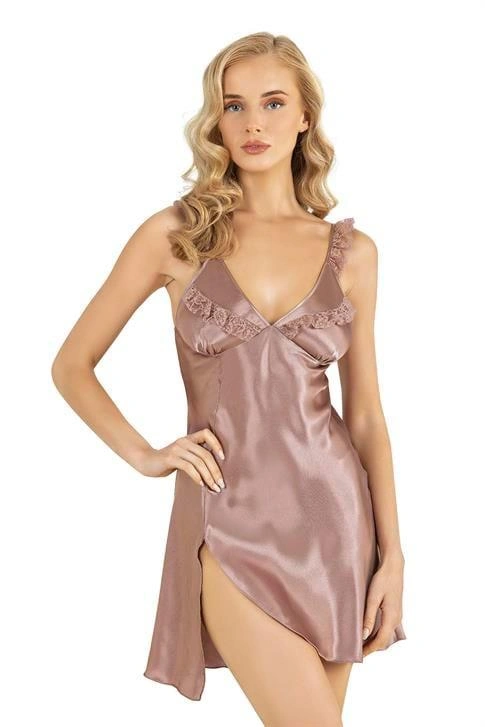 Lesca Vizon Kısa Saten Gecelik 8237