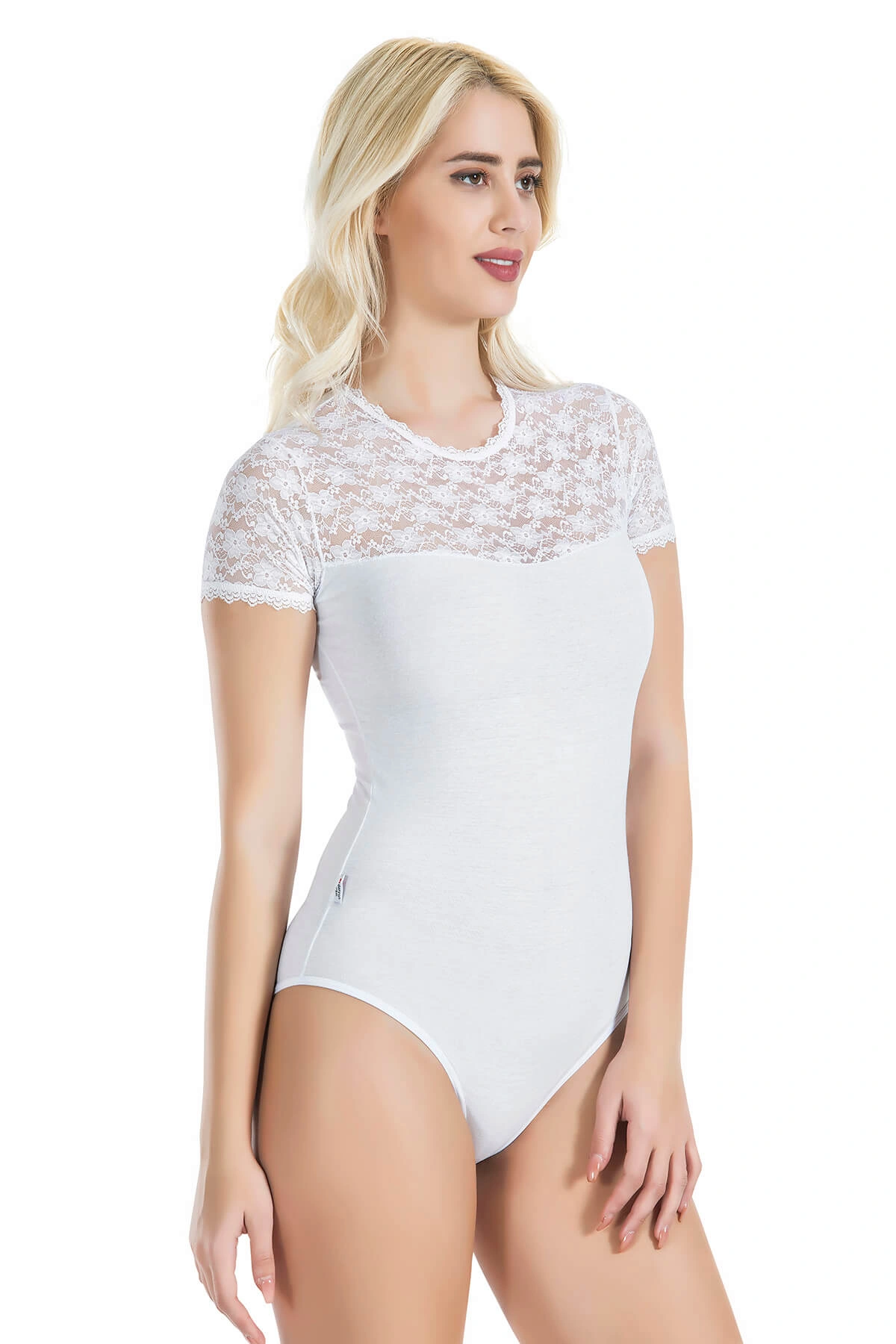 Lesca Yarım Kol Dantelli Kadın Body 338