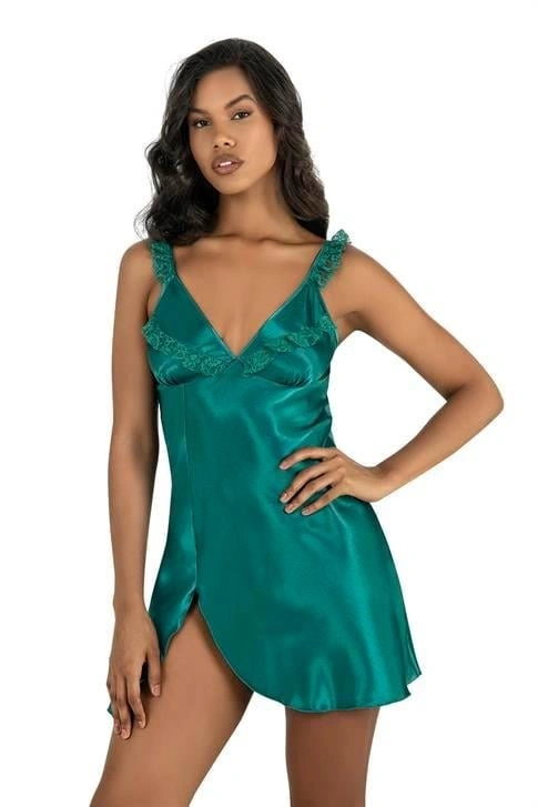 Lesca Zümrüt Kısa Saten Gecelik 8237