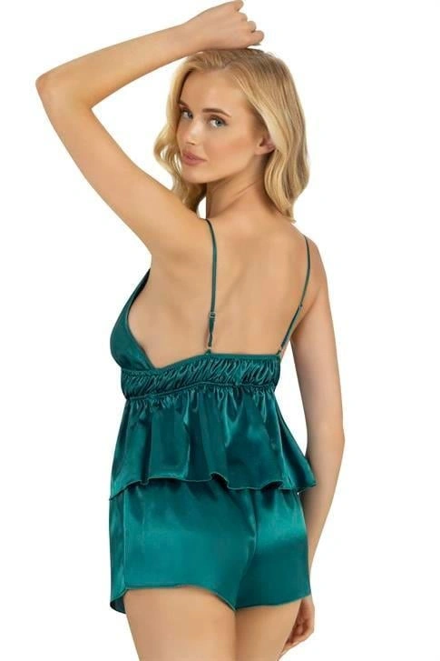 Petrol Saten Şort Takımı 9208