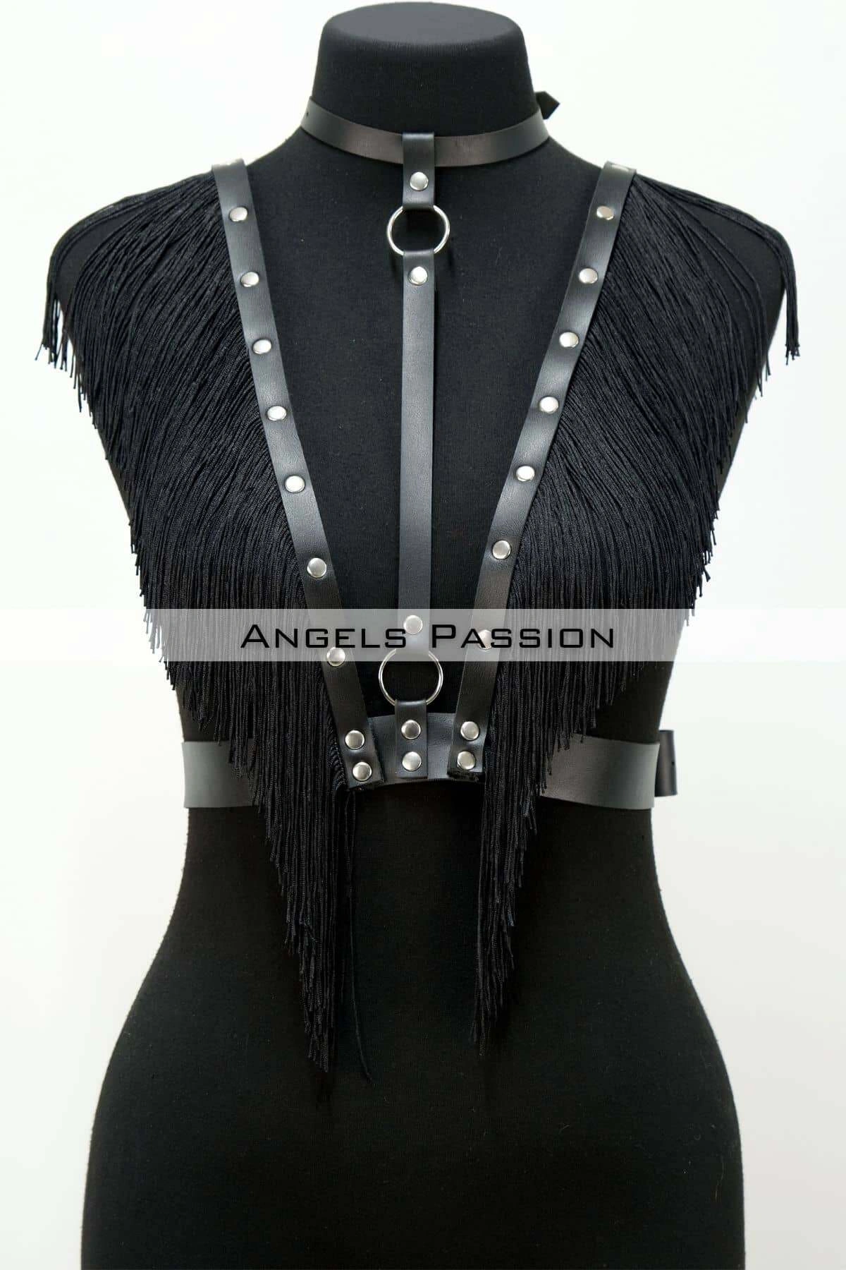 Püskül Ve Deri Büstiyer Harness, Püsküllü Clubwear, Deri Büstiyer - Brf767