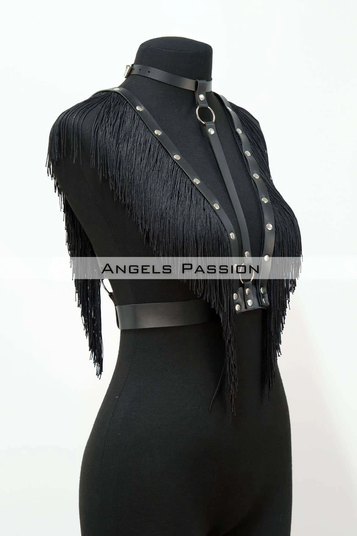 Püskül Ve Deri Büstiyer Harness, Püsküllü Clubwear, Deri Büstiyer - Brf767