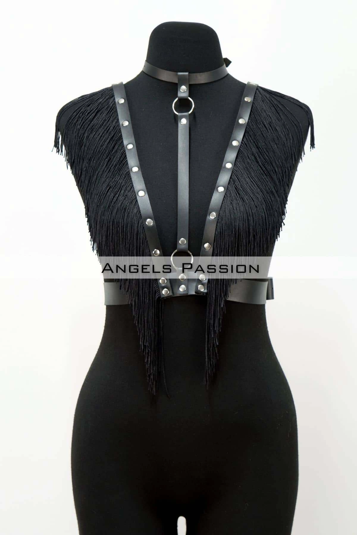 Püskül Ve Deri Büstiyer Harness, Püsküllü Clubwear, Deri Büstiyer - Brf767